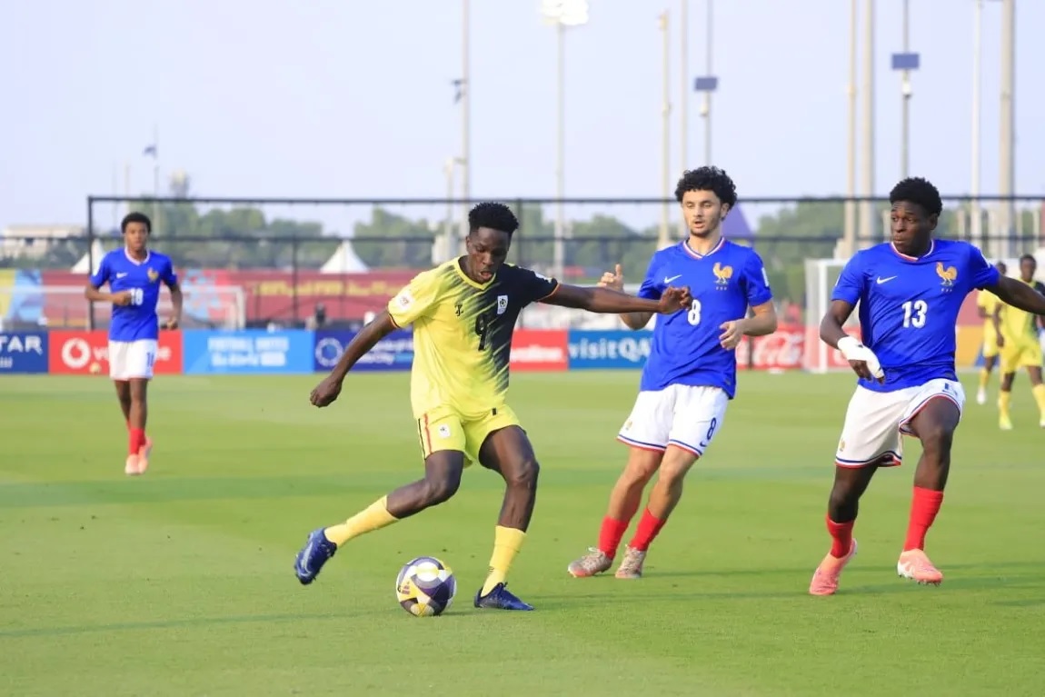 Uganda's James Bogere prepares to shoot at the goal. PIC: FUFA