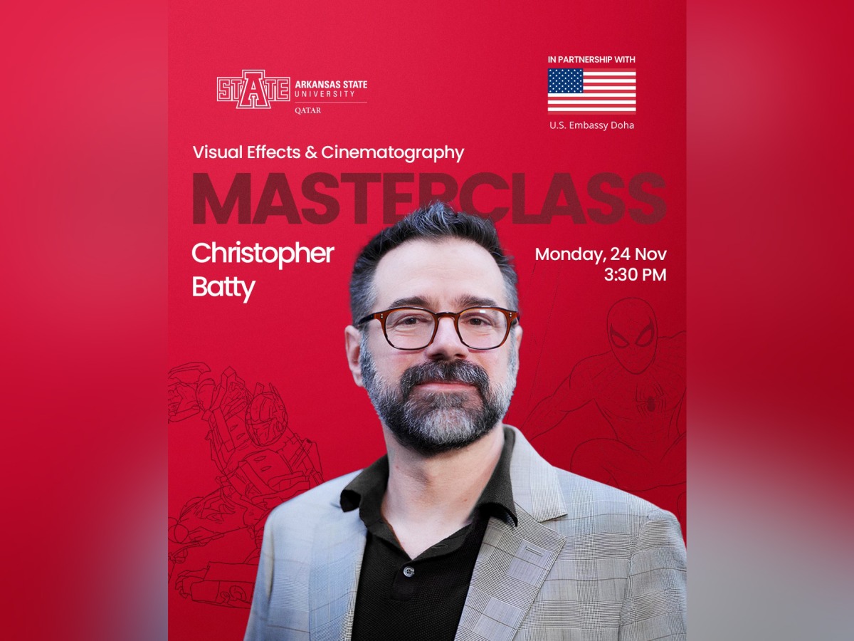 American film expert Christopher Batty will deliver a public masterclass at the Global Studies Institute in partnership with Arkansas State University in Qatar