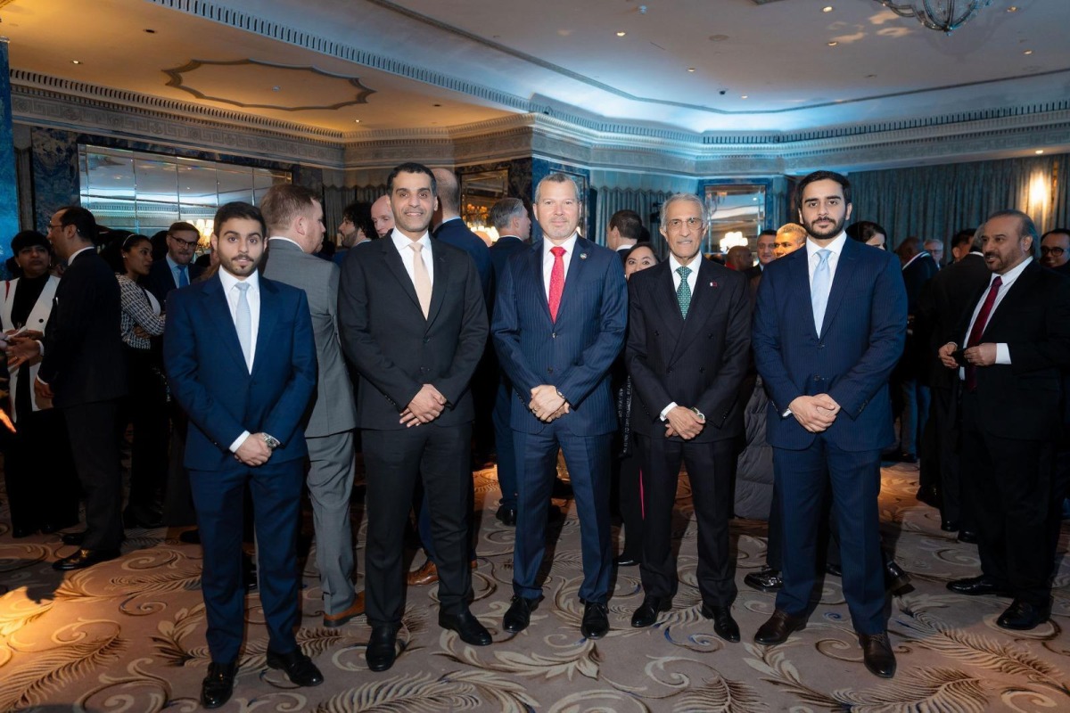 Minister of Transport H E Sheikh Mohammed bin Abdulla bin Mohammed Al Thani with other senior officials attending the IMO reception.