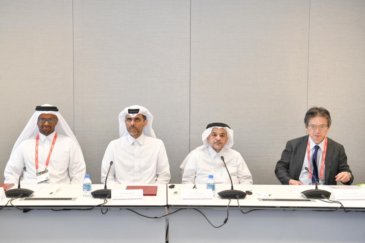 President of the Real Estate Regulatory Authority (Aqarat) Eng. Khalid bin Ahmed Al Obaidli  with other officials during the MWC Doha 2025.