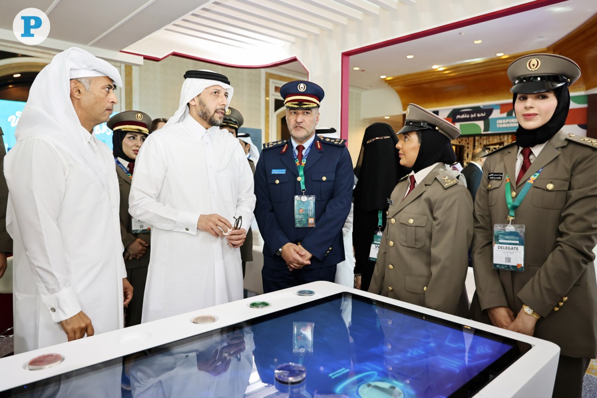 Minister of Public Health H E Mansoor bin Ebrahim bin Saad Al Mahmoud while touring the exhibition. Pictures: Salim Matramkot / The Peninsula 