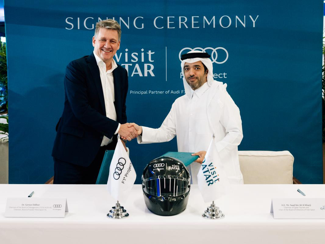 Chairman of Qatar Tourism and Board of Directors of Visit Qatar H E Saad bin Ali Al Kharji (right) during signing of the agreement.