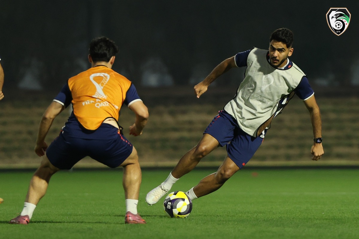 Syria players during a training session in Doha.