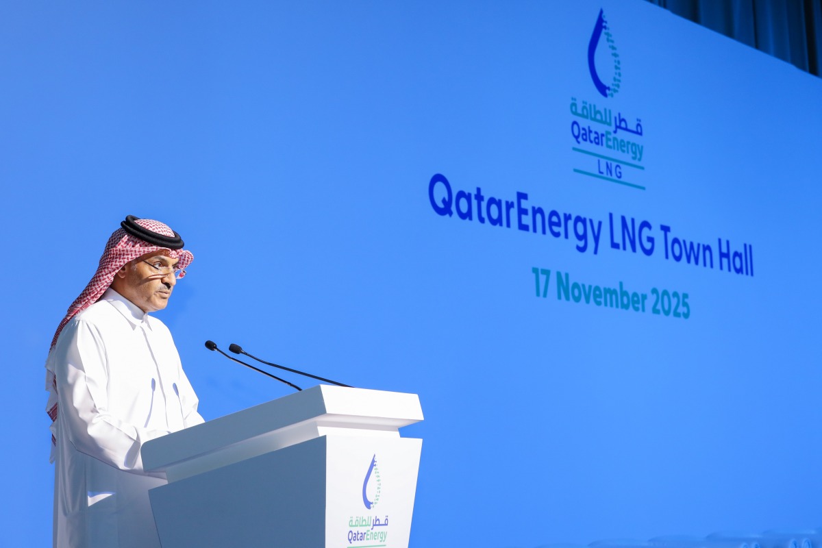 QatarEnergy LNG Chief Executive Officer, Khalid bin Khalifa Al Thani, speaks at the company’s annual Town Hall.