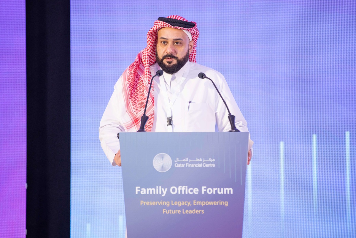 Chief Executive Officer of QFC Yousuf Mohamed Al-Jaida addressing the forum held recently.