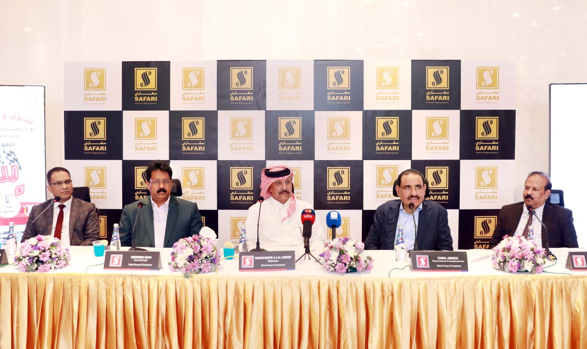 Safari Hypermarket officials addressing the press conference.