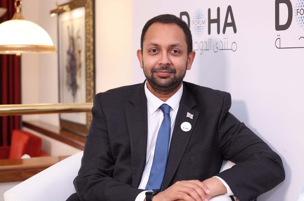 British Ambassador to Qatar H E Neerav Patel during an interview with The Peninsula at Doha Forum. Pic: Rajan Vadakkemuriyil/The Peninsula