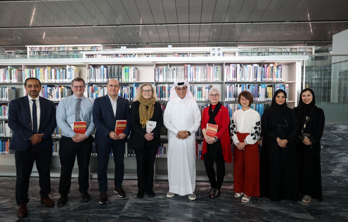 Minister of State and President of Qatar National Library H E Dr. Hamad bin Abdulaziz Al Kawari with other officials during the event.