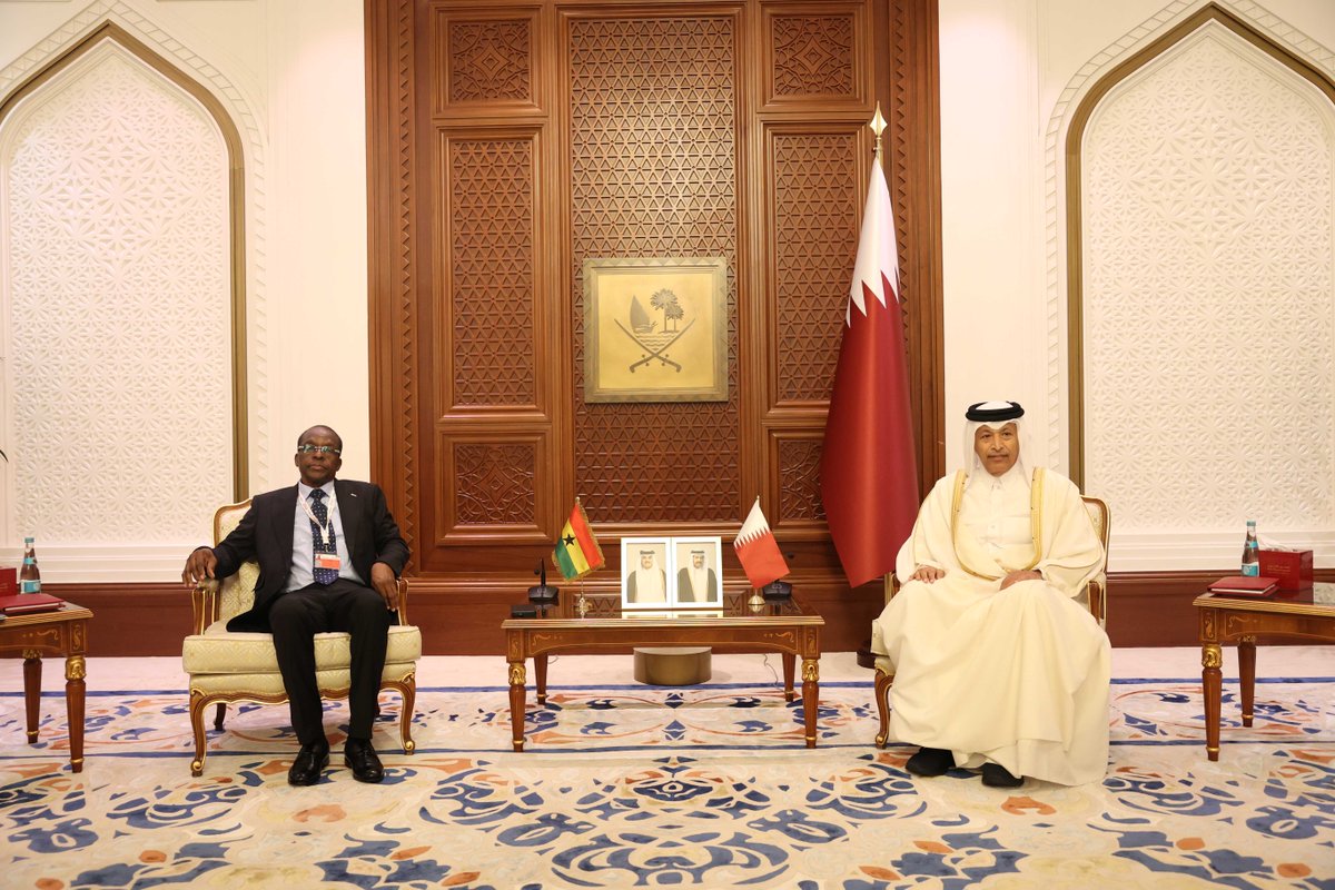 Speaker of the Shura Council H E Hassan bin Abdullah Al Ghanim meeting with Speaker of the Parliament of the Republic of Ghana H E Alban Sumana Kingsford Bagbin yesterday.