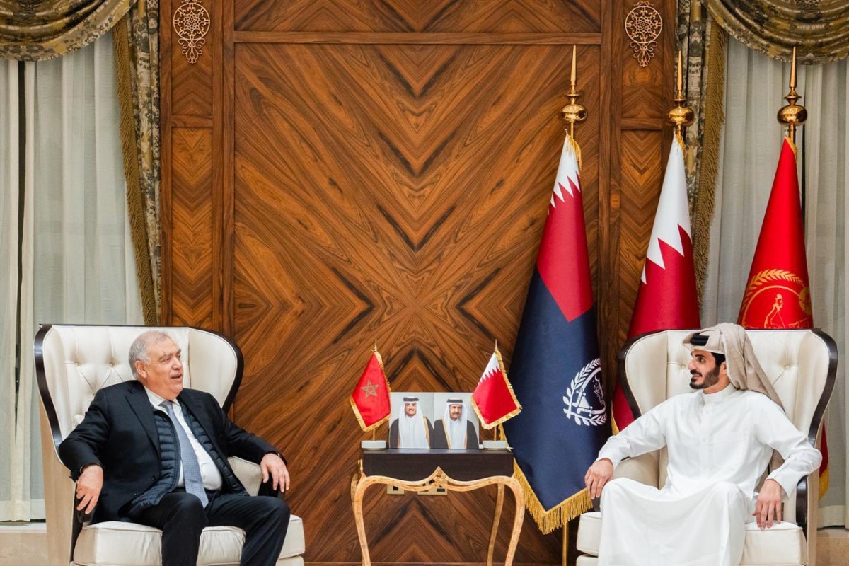 Minister of Interior and Commander of the Internal Security Force (Lekhwiya) H E Sheikh Khalifa bin Hamad bin Khalifa Al-Thani meeting with Minister of Interior of the Kingdom of Morocco,                    H E Abdelouafi Laftit in Doha.