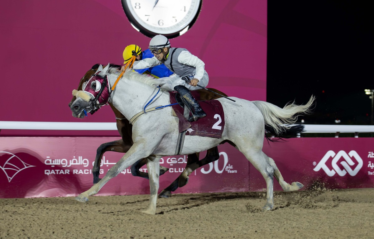 Soufiane Saadi guides Sun Amer to victory in the Muaither Cup. 