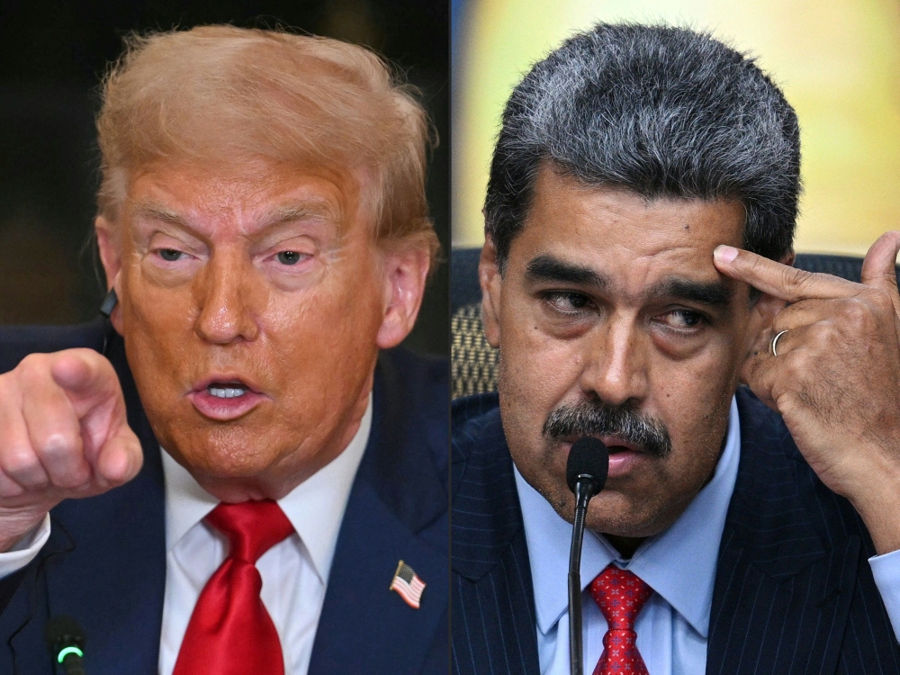 (Files) (Combo) This combination of pictures created on August 07, 2025 shows US President Donald Trump (L) in Washington, DC, on July 9, 2025, and Venezuelan President Nicolas Maduro (R) in Caracas on July 31, 2024. (Photo by Jim Watson and Federico Parra / AFP)