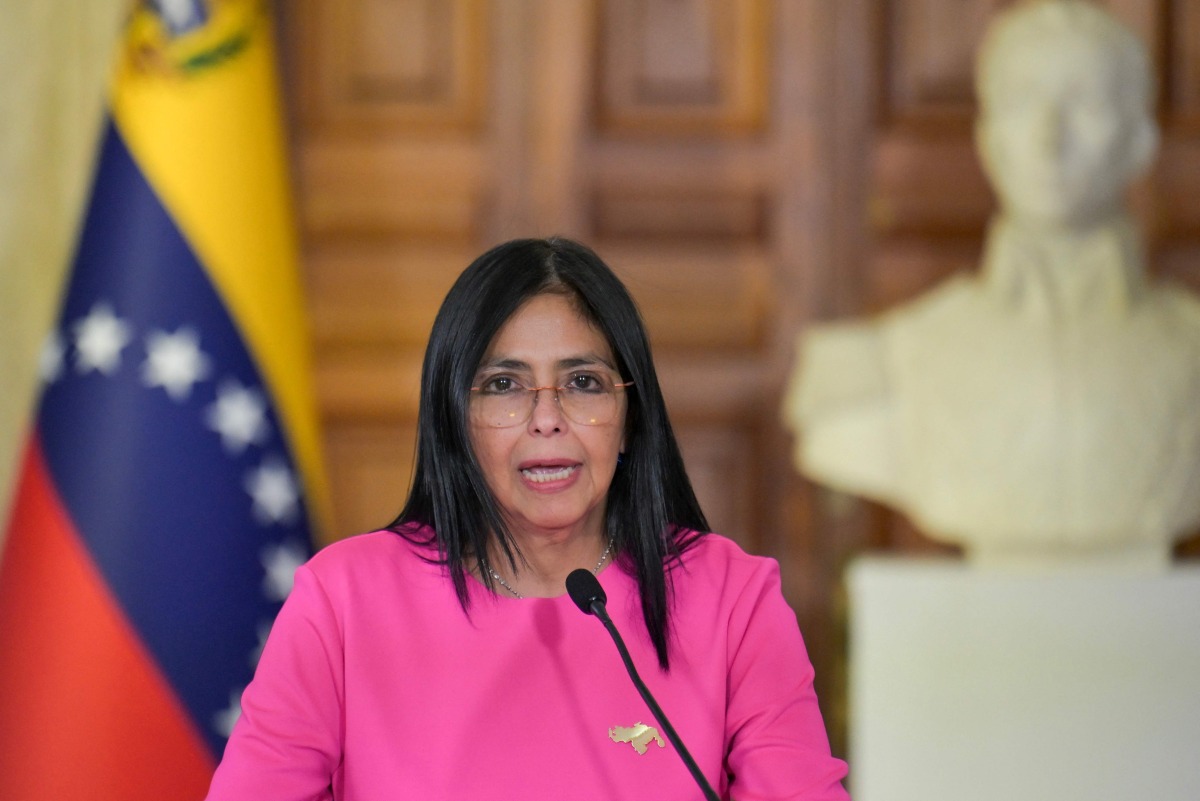 (FILES) Venezuela's Vice President Delcy Rodriguez speaks during a press conference in Caracas on August 11, 2025. (Photo by Juan BARRETO / AFP)
