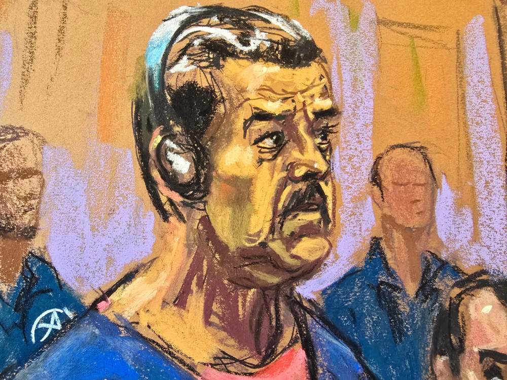 This courtroom sketch shows deposed president of Venezuela Nicolas Maduro, attending his arraignment at Daniel Patrick Moynihan United States Courthouse on January 5, 2026 in New York. (Photo by Jane Rosenberg / AFP)