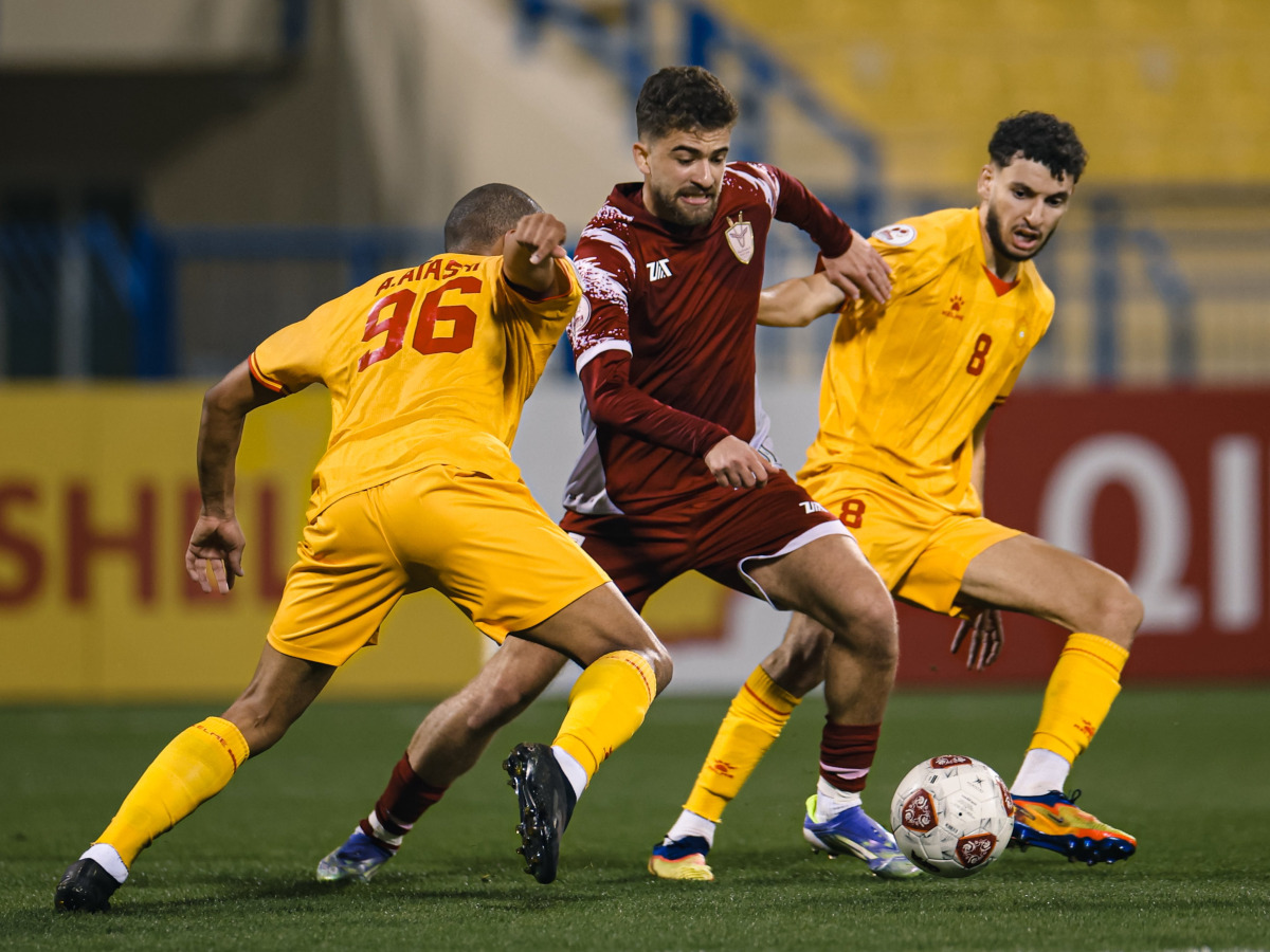 Action during the Amir Cup preliminary-round clash between Al Markhiya and Mesaimeer at Thani Bin Jassim Stadium yesterday.