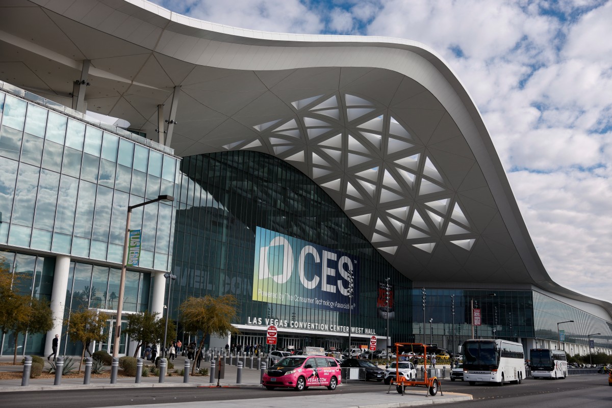 The main entrance of Las Vegas Convention Center is pictured during the annual Consumer Electronics Show (CES) in Las Vegas, Nevada, on January 7, 2026. (Photo by Caroline Brehman / AFP)
