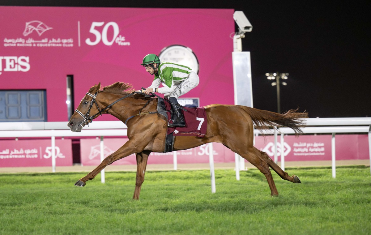 Marco Casamento guides Tiding towards the finish line to win the Khor Al Adaid Cup. PICS: Juhaim/QREC
