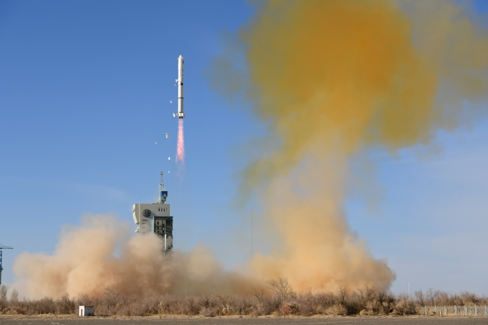 A Long March-2C carrier rocket carrying an Algerian remote-sensing satellite blasts off from the Jiuquan Satellite Launch Center in northwest China, Jan. 15, 2026. (Photo by Wang Jiangbo/Xinhua)
 