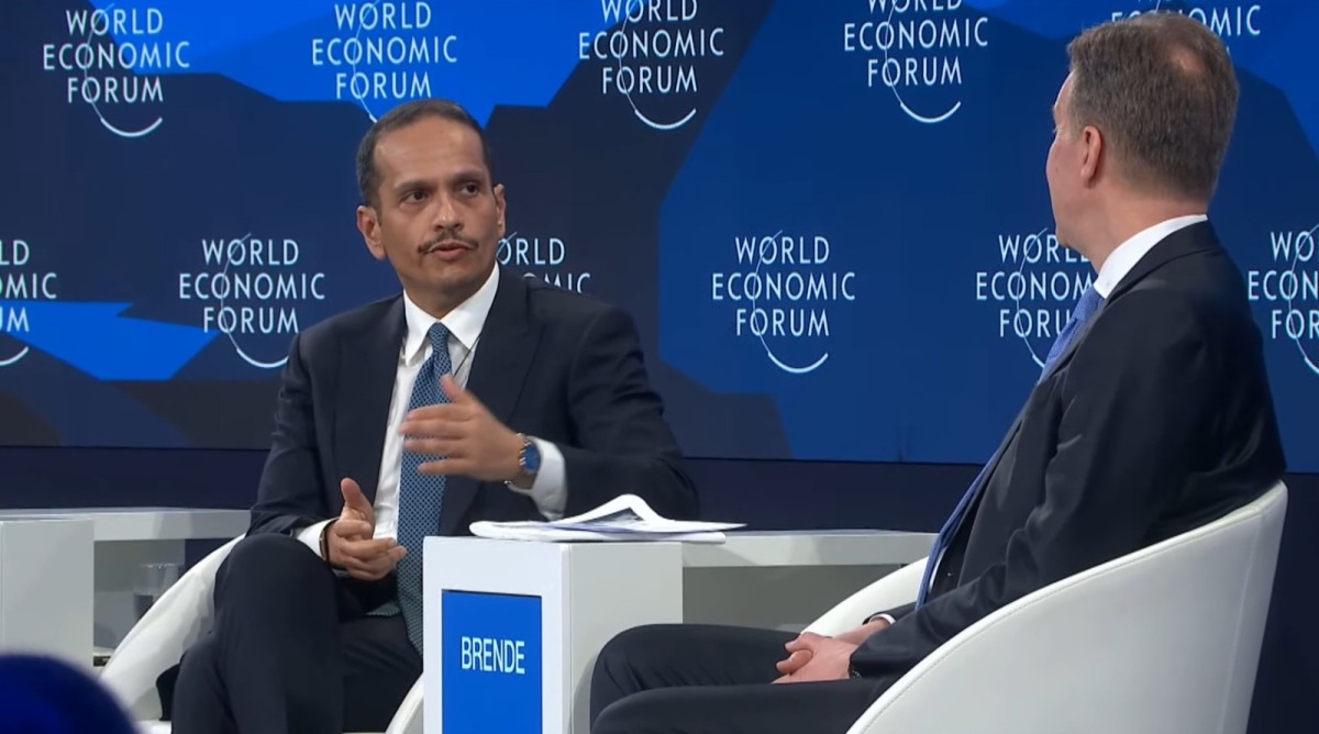 Prime Minister and Minister of Foreign Affairs H E Sheikh Mohammed bin Abdulrahman bin Jassim Al Thani at the World Economic Forum in Davos yesterday.