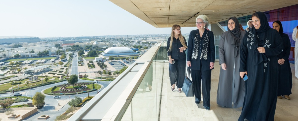 Lebanon's Minister of Education and Higher Education H E Dr. Rima Karami with other officials during a visit to Qatar Foundation. 