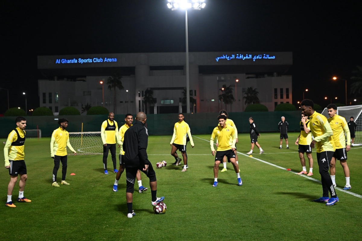 Al Gharafa players gear up for the Qatar-UAE Super Cup clash against Sharjah.