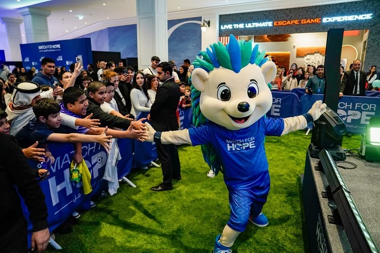 Players and fans during opening ceremony of Match for Hope Fan Festival at Place Vendôme Mall yesterday.