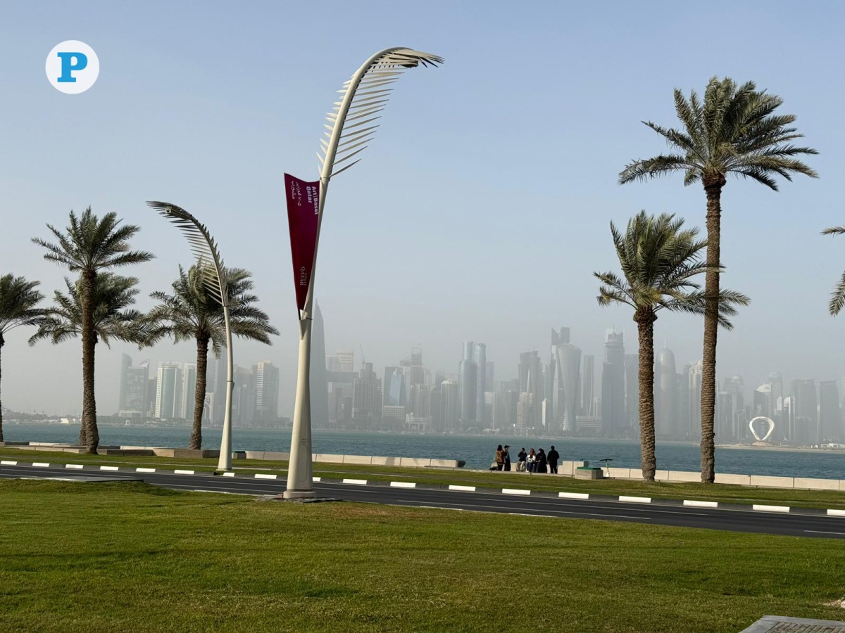 Doha skyline as dust and high winds cause low visibility. Picture by Mahmoud Elmazaty / The Peninsula  