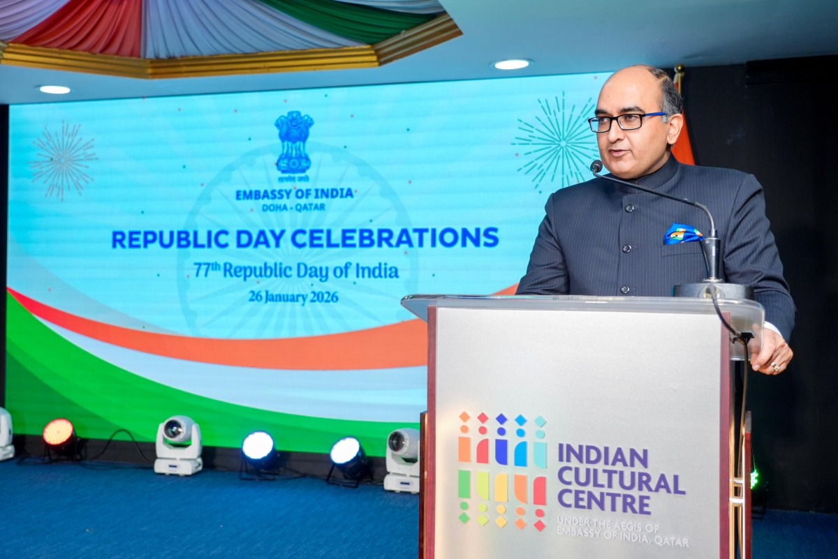 Ambassador of India to Qatar H E Vipul delivering his remarks at the celebrations.