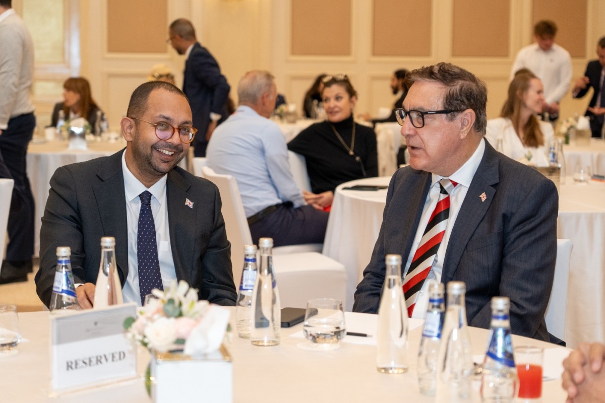 British Ambassador to Qatar, H E Neerav Patel with BCCQ Chairman, Emad Turkman MBE during the event.