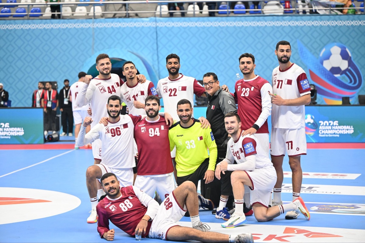 File photo of Qatar players celebrate after qualifying for the semi-final.