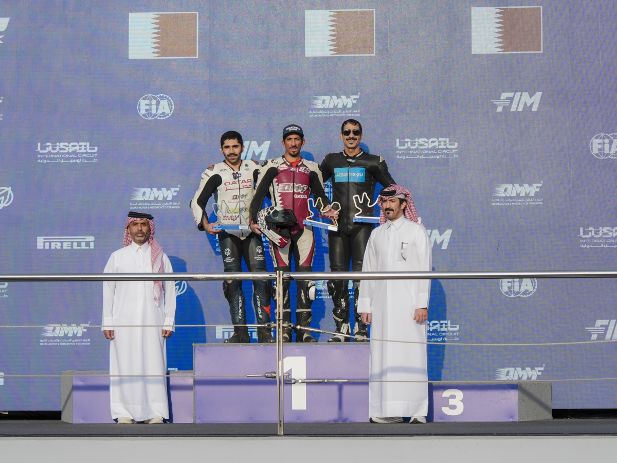 Abdulla Al Qubaisi, Mashel Al Naimi and Essa Al Mutawa on the podium.