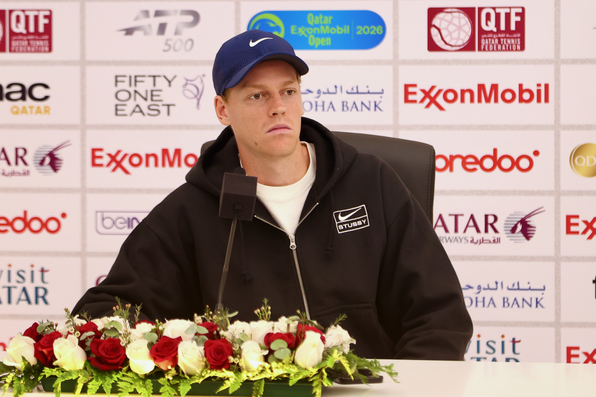 Italy's Jannik Sinner during a press conference in Doha, yesterday.