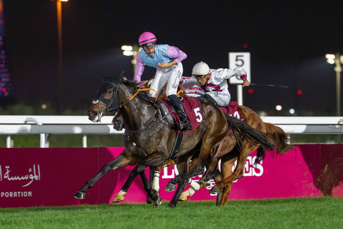 Saleh Faraj Al-Otaibi rides Saida to victory. PIC: Juhaim/QREC