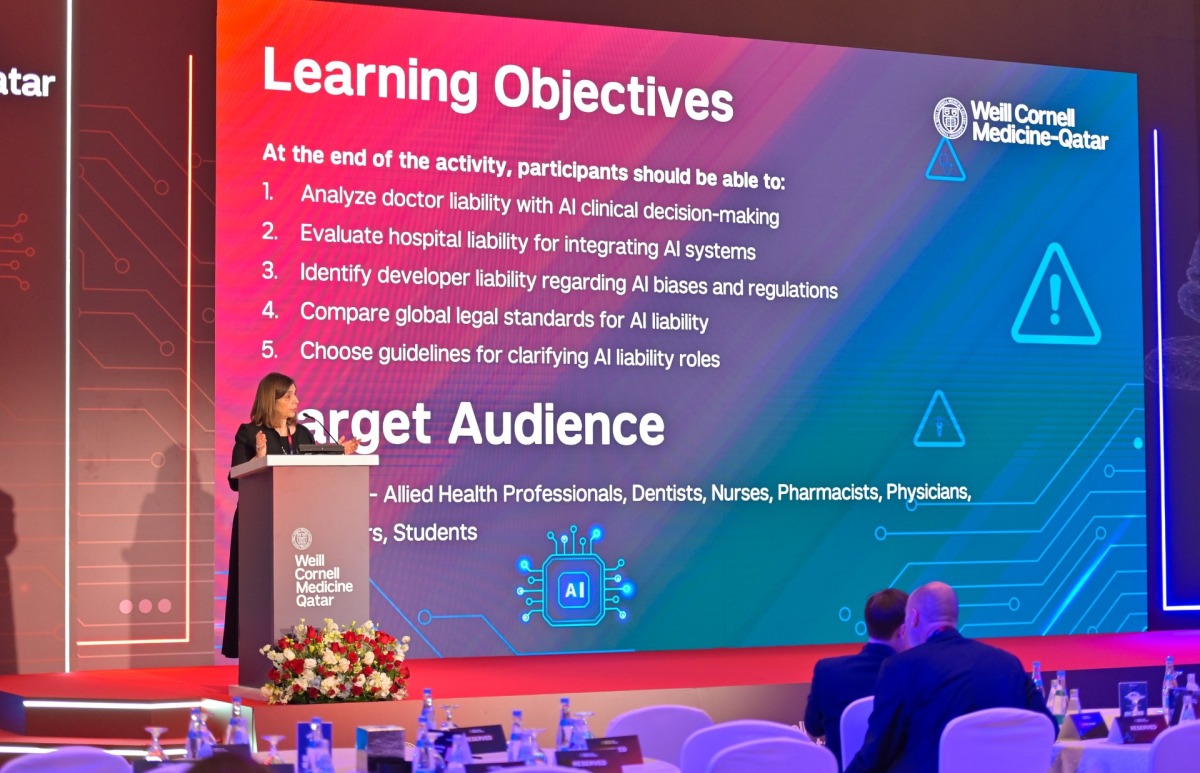 WCM-Q’s Dr. Thurayya Arayssi addresses the symposium.