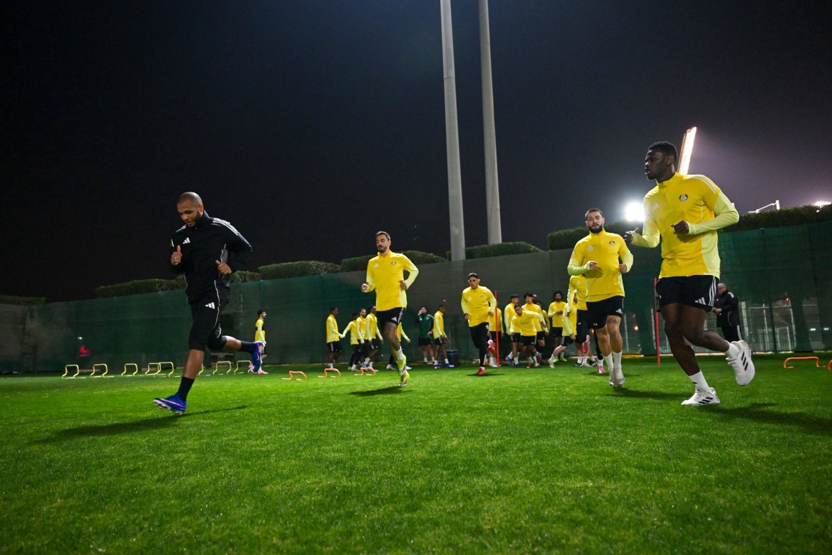 Al Gharafa players during a training session.