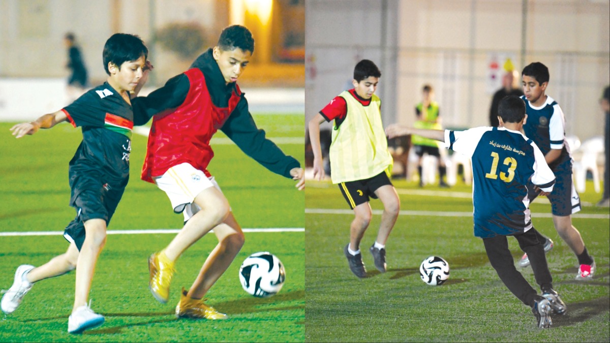 Action during matches at Thumama Ramadan Tournament at Al Furjan Stadium on Wednesday night.  