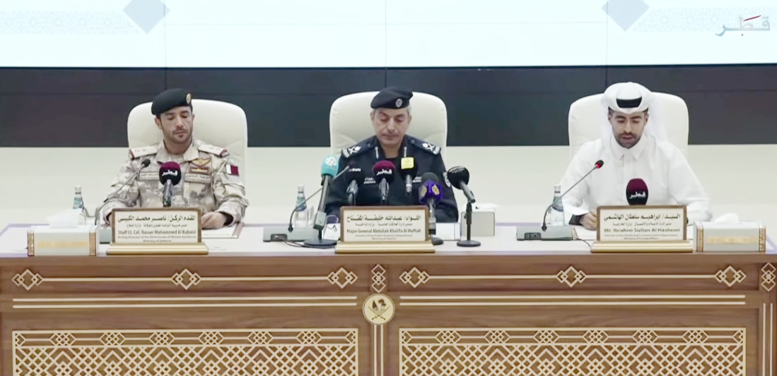 Senior officials from Ministry of Defense, Ministry of Foreign Affairs and Ministry of Interior holding a joint press conference yesterday.