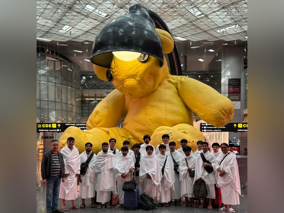 Students and teachers at Hamad International Airport.