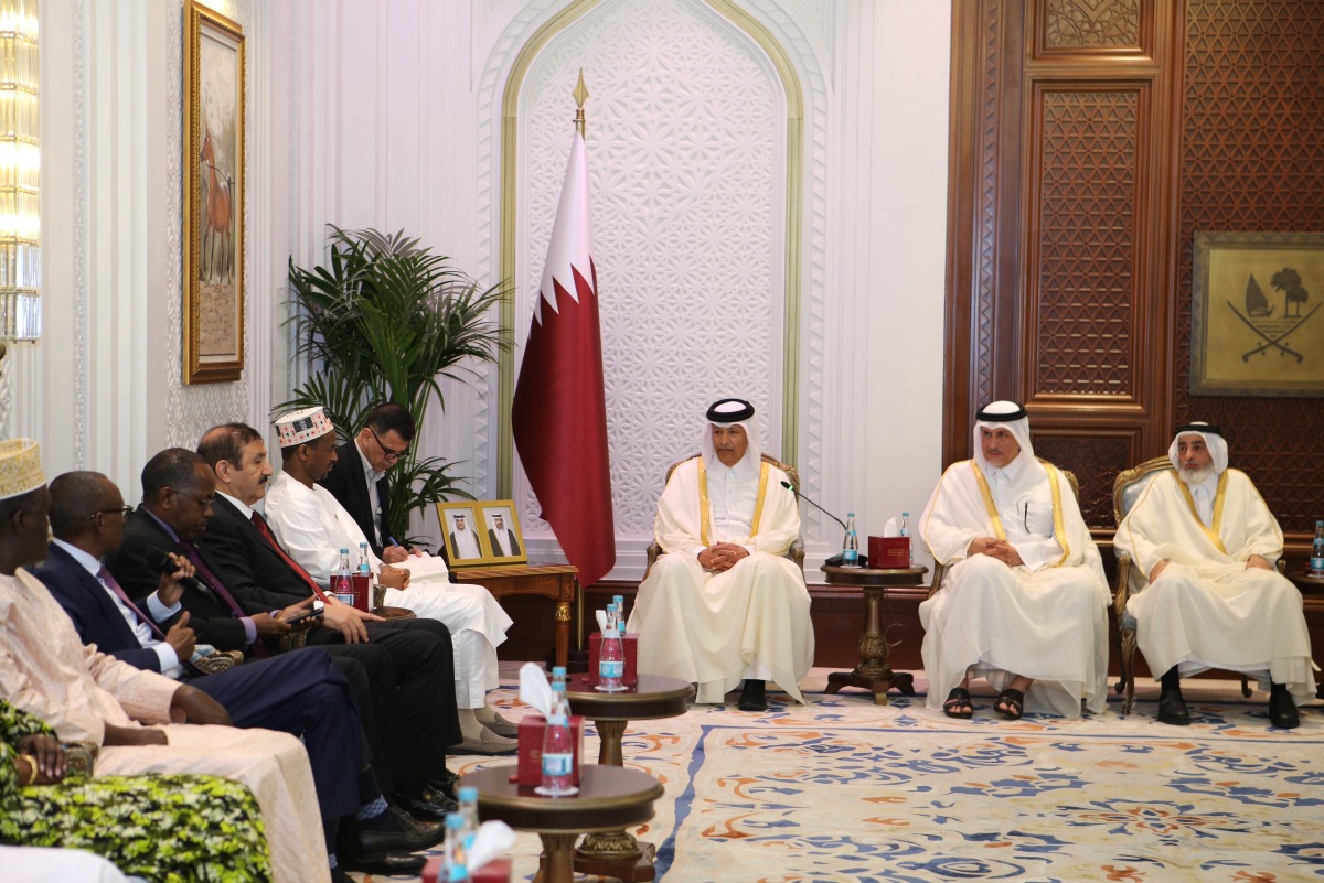 Speaker of the Shura Council H E Hassan bin Abdullah Al Ghanim meeting ambassadors of several African nations yesterday.