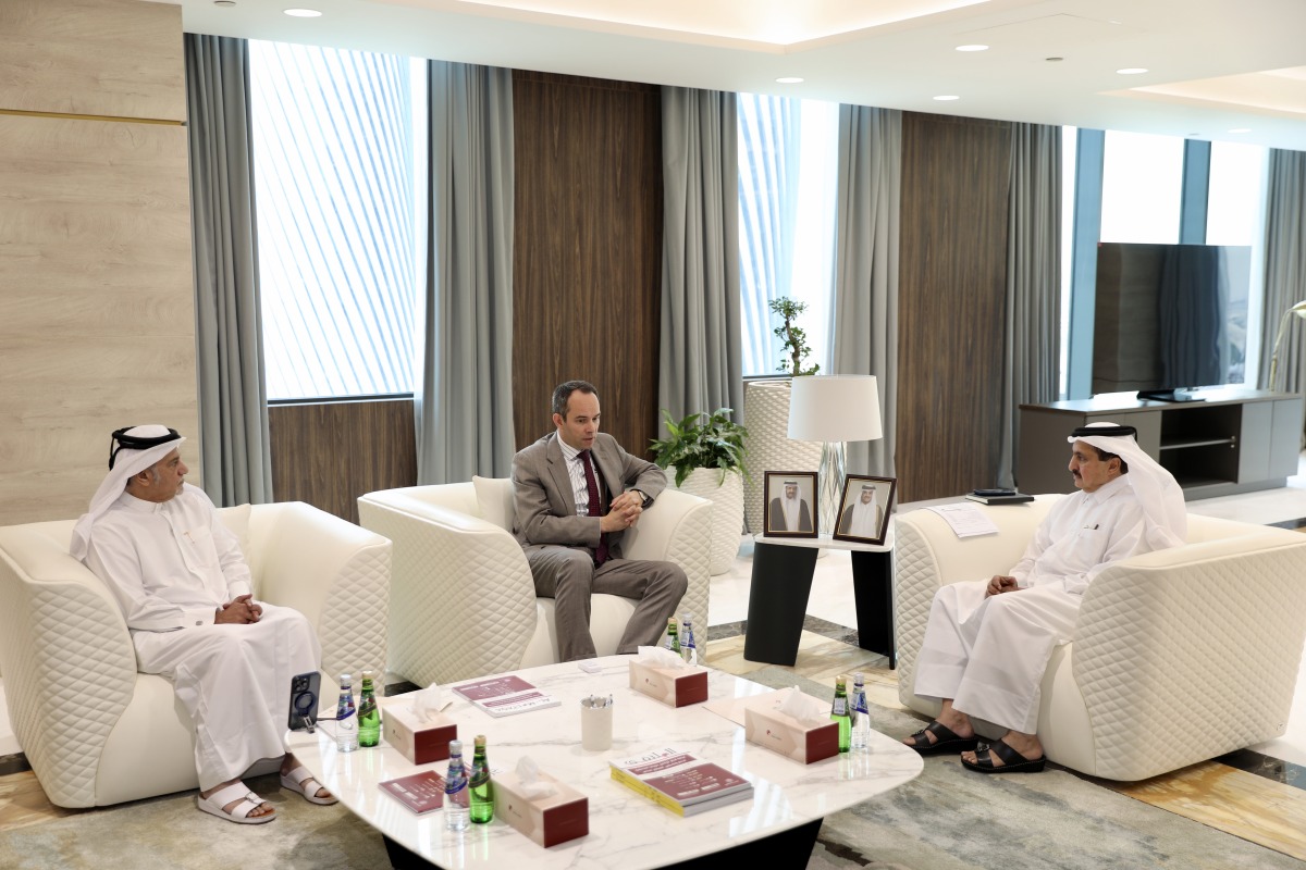 QC Chairman Sheikh Khalifa bin Jassim bin Mohamed Al Thani with Ambassador of Belgium to Qatar H E Eugene Krens in presence of QC Board Member Mohamed bin Ahmed Al Obaidli yesterday.