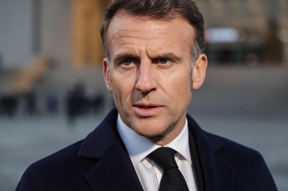 French President Emmanuel Macron speaks to the press during a visit at the War Memorial of Korea in Seoul on April 2, 2026. (Photo by Ludovic Marin / Pool / AFP)