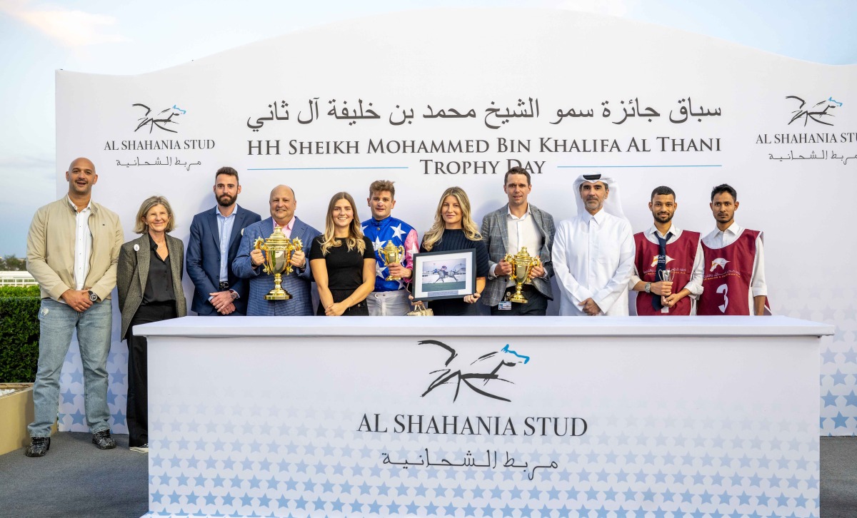 QREC Deputy CEO Ahmed Amanalla Al-Sheebani honoured the H H Sheikh Mohammed Bin Khalifa Al Thani Trophy winners after Aneed Al Shahania's triumph. PICS: Juhaim/QREC