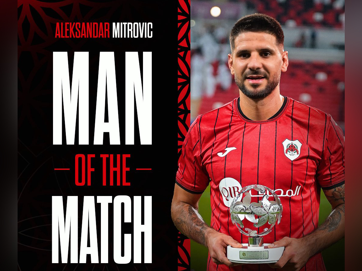 Aleksandar Mitrovic with the Man of the Match award.