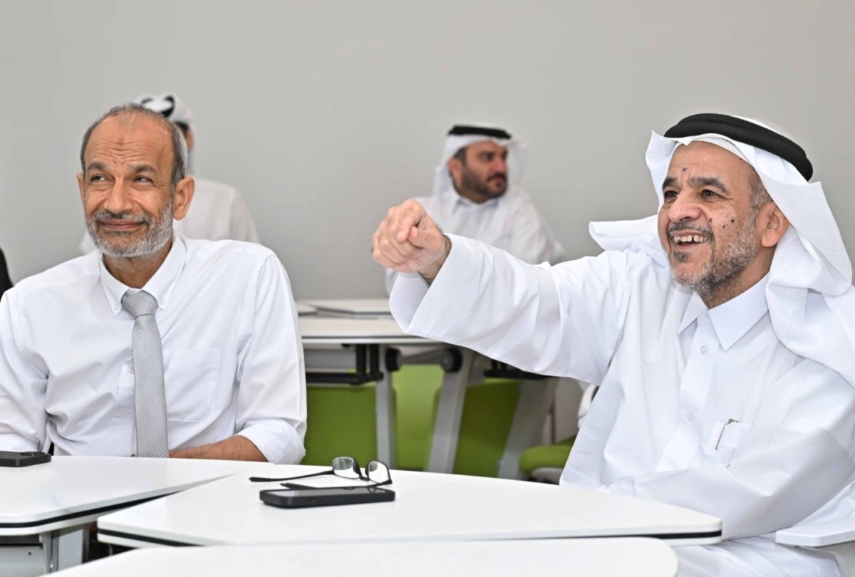 Qatar University President Dr. Omar Al-Ansari (right) during the visit.