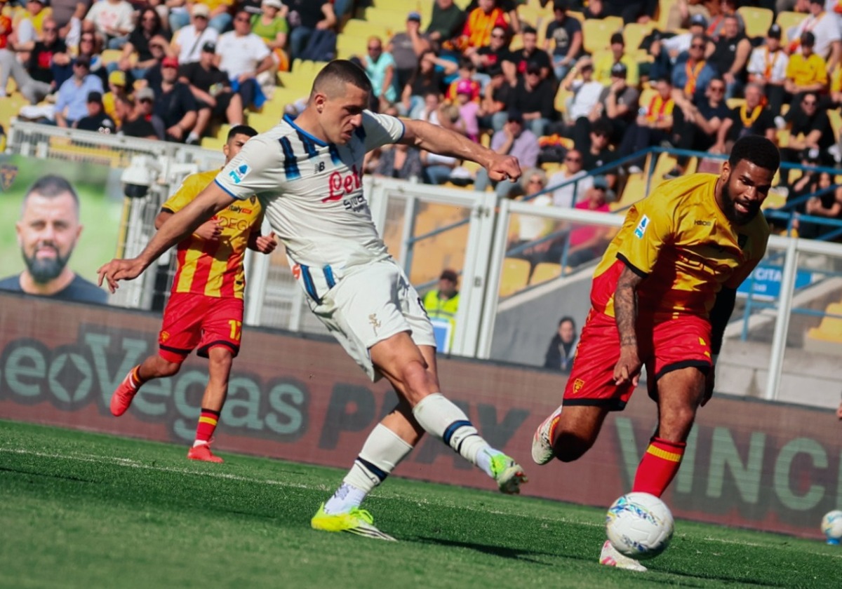 Nikola Kristovic scores Atalanta's second goal against Lecce in the Italian football league tournament (Serie A) on April, 6, 2026. Pic taken from Atalanta B.C. official social media