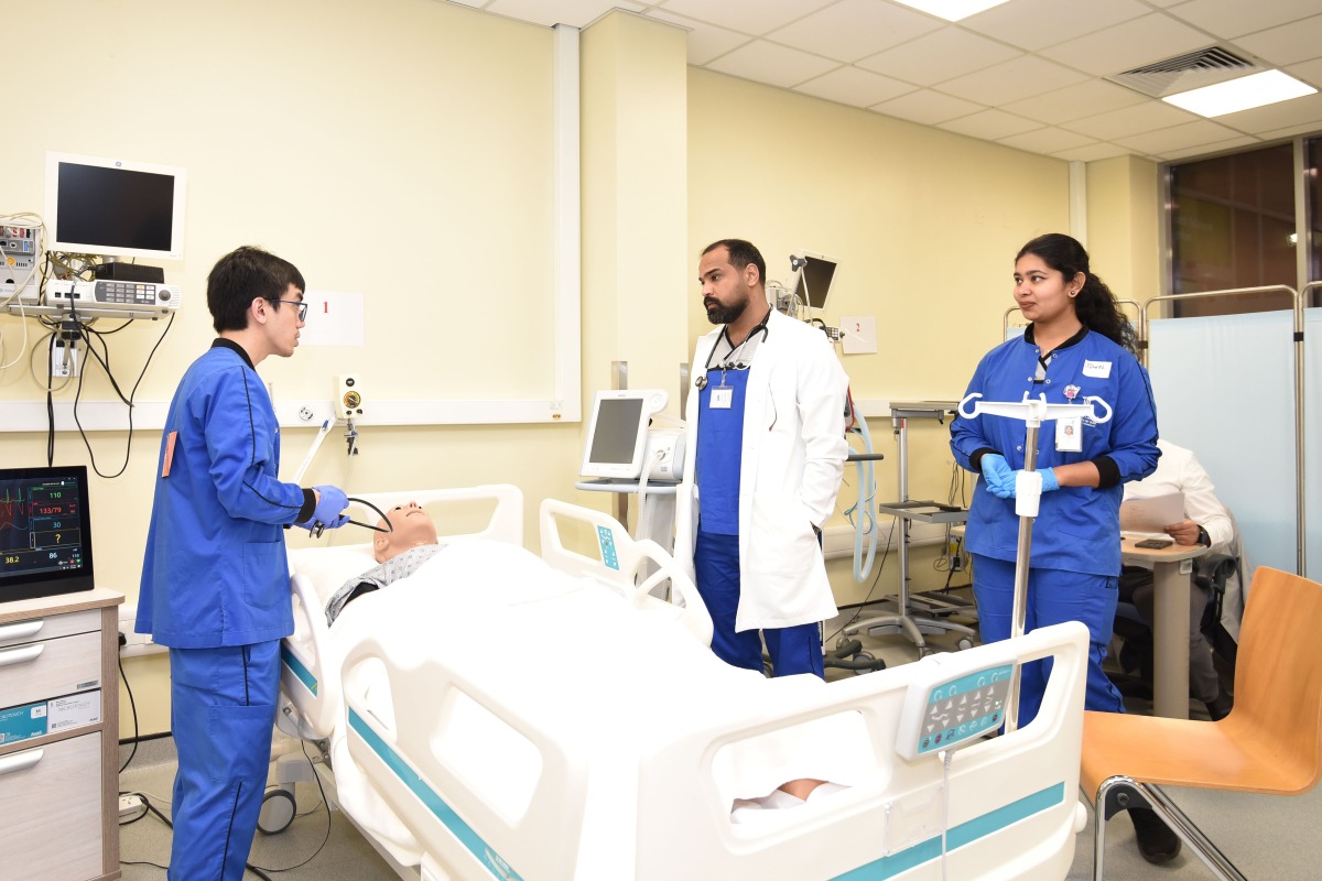 Students demonstrate their skill as medical practitioners.