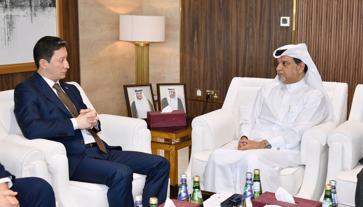 QC Board Member and Head of the Food Security Committee, Mohammed bin Ahmed Al-Obaidli with the Ambassador of Uzbekistan to Qatar, H E Ashraf Khodjaev, during the meeting.