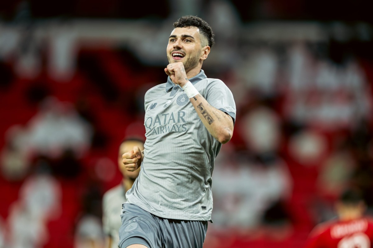 Rafa Mujica celebrates after scoring a goal.
