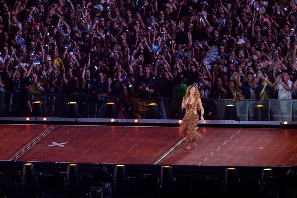 Brazil-Colombia-Music
Colombian singer Shakira performs during a free concert at Copacabana beach in Rio de Janeiro, Brazil on May 2, 2026. 
(Photo by Daniel Ramalho / AFP)