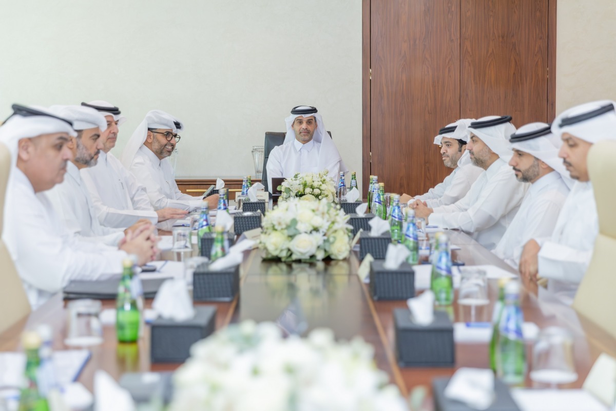 Minister of Transport H E Sheikh Mohammed bin Abdulla bin Mohammed Al Thani chairing the meeting.